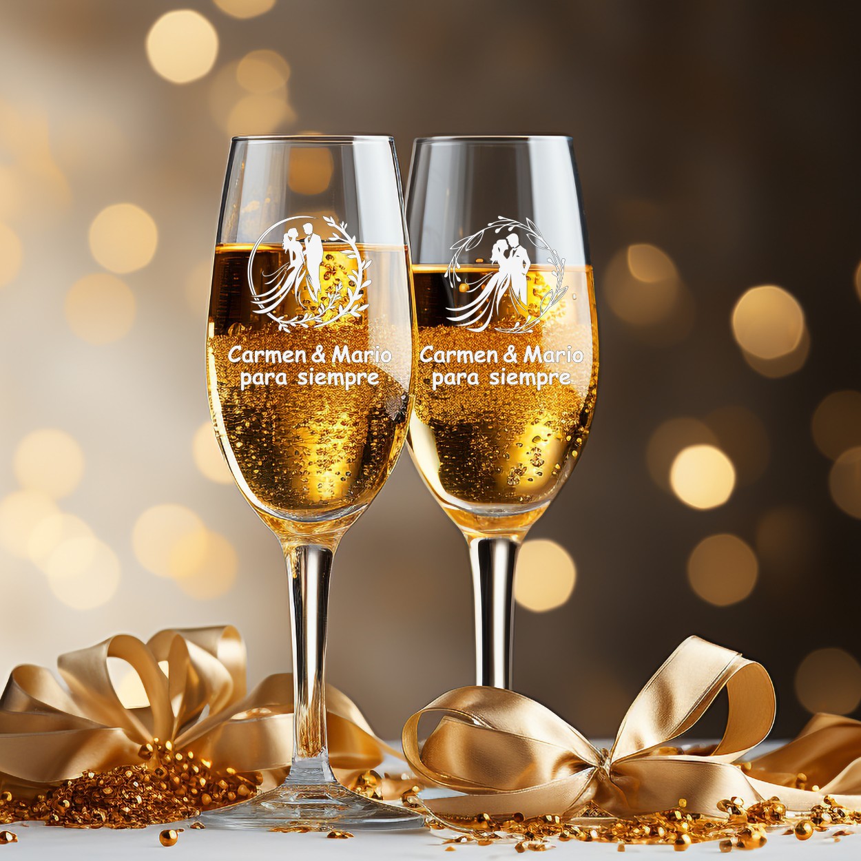 Juego de copas boda personalizadas