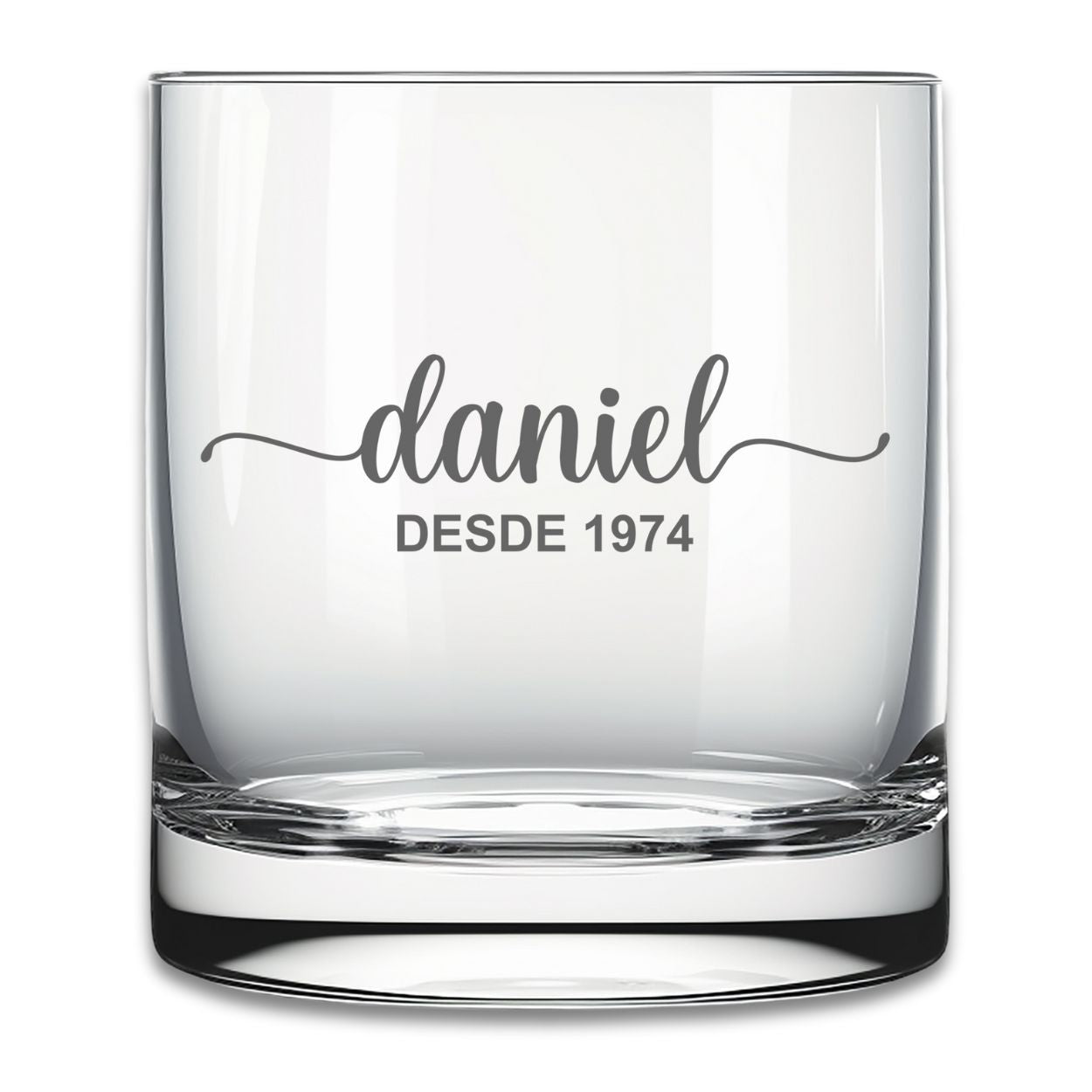 Vaso de Whisky personalizado con la fuente Linescript