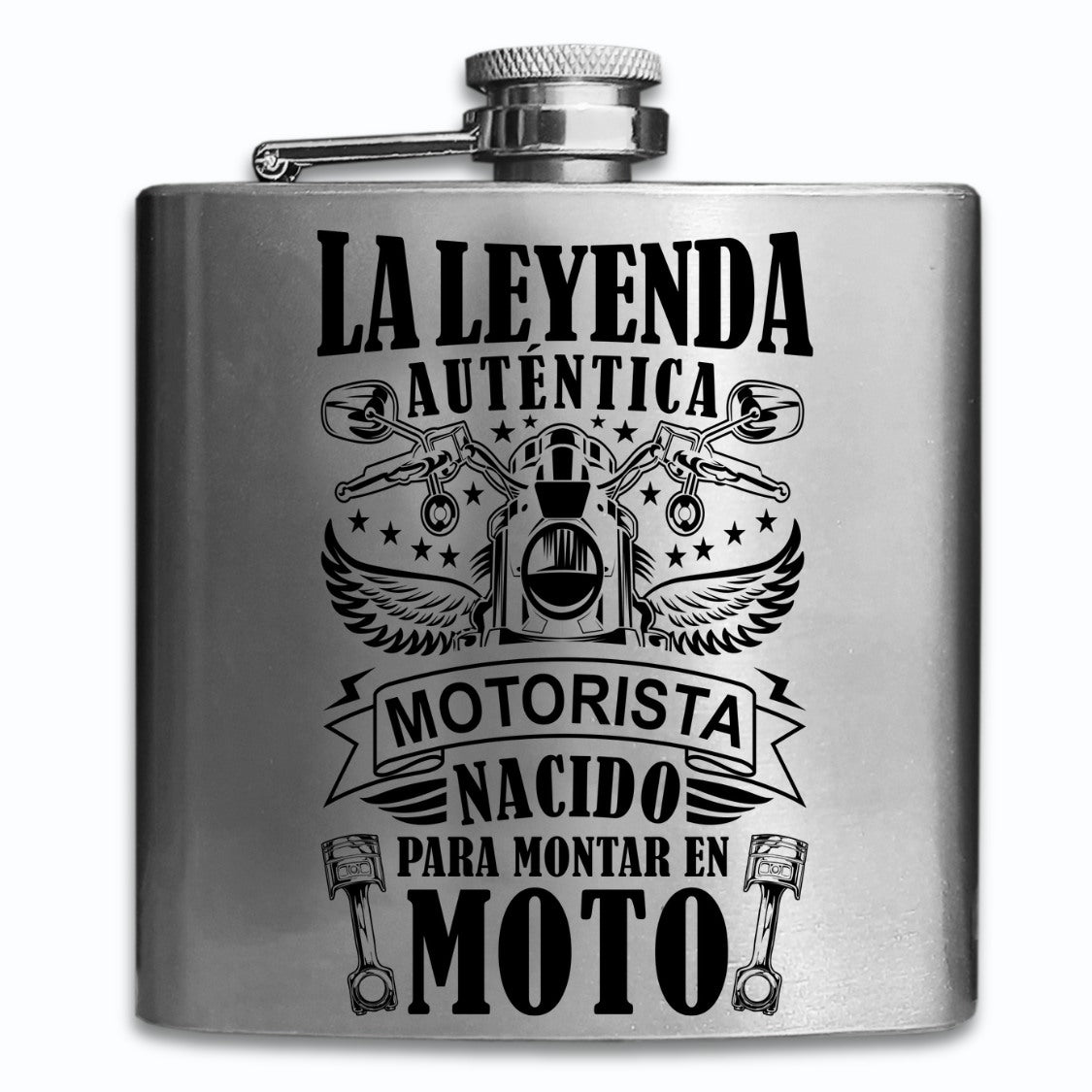 Petaca personalizada motorista tu texto