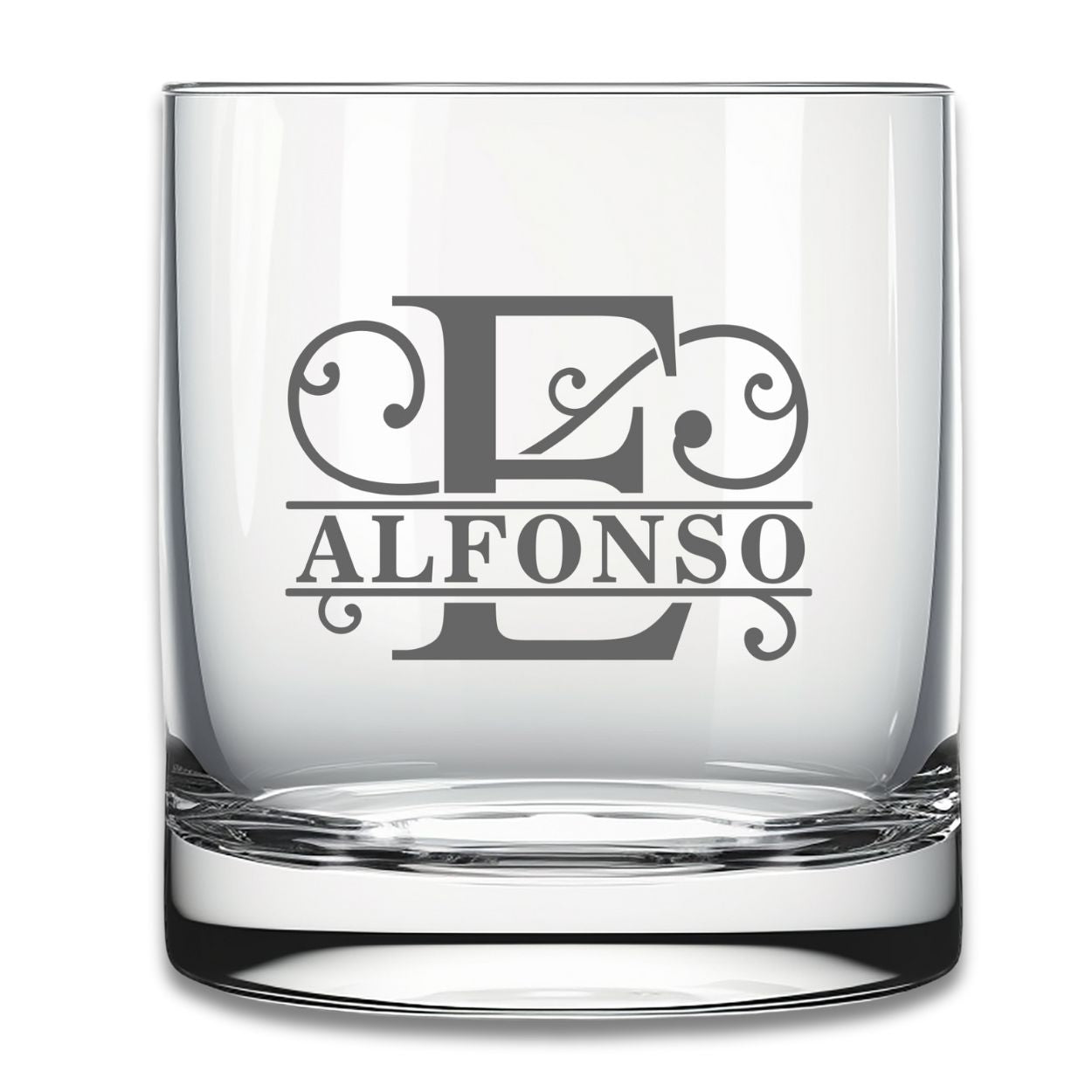 vaso whisky diseño split letter personalizado