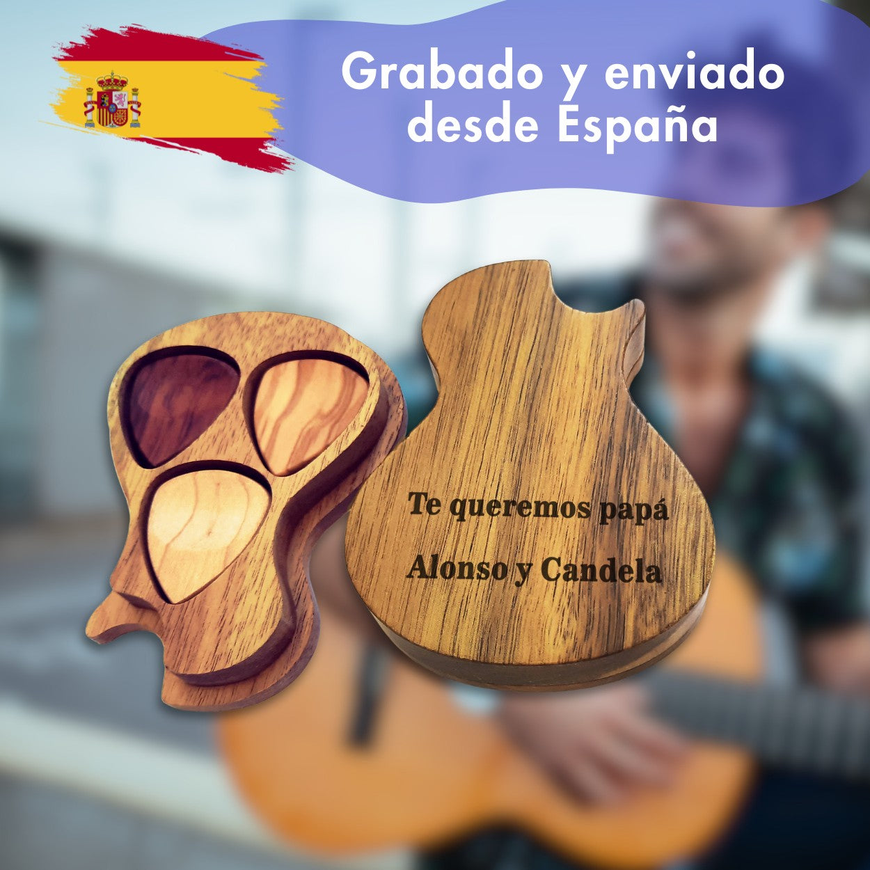 estuche madera para púas