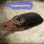 Brújula funda de cuero