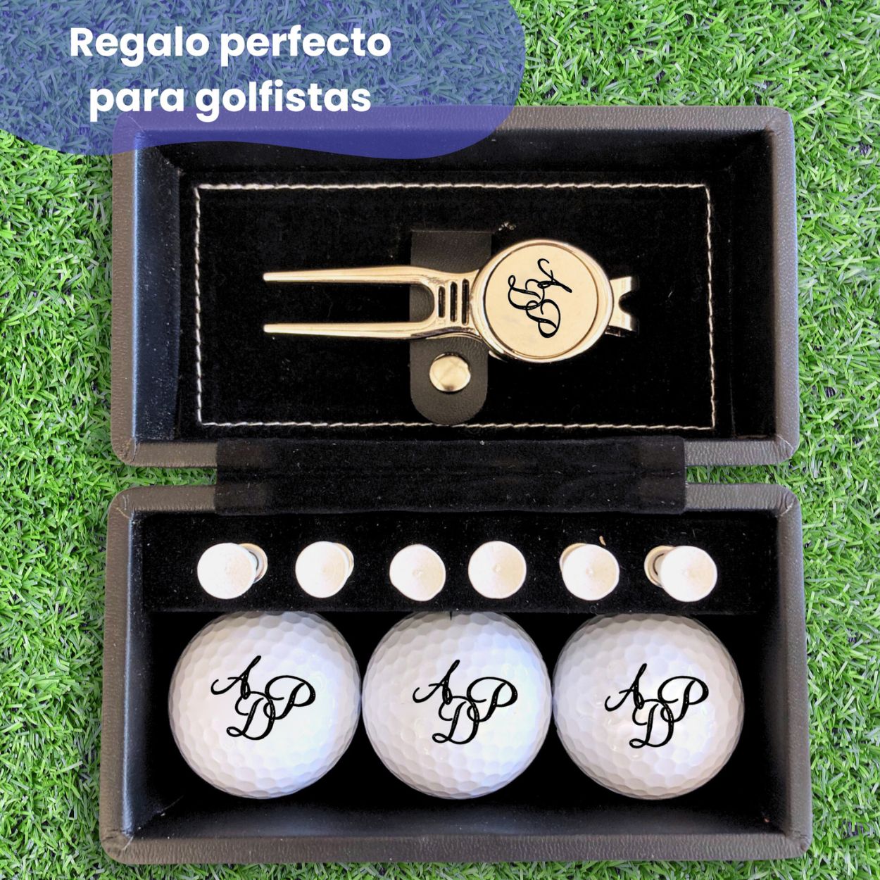 Set de regalo bola de golf iniciales