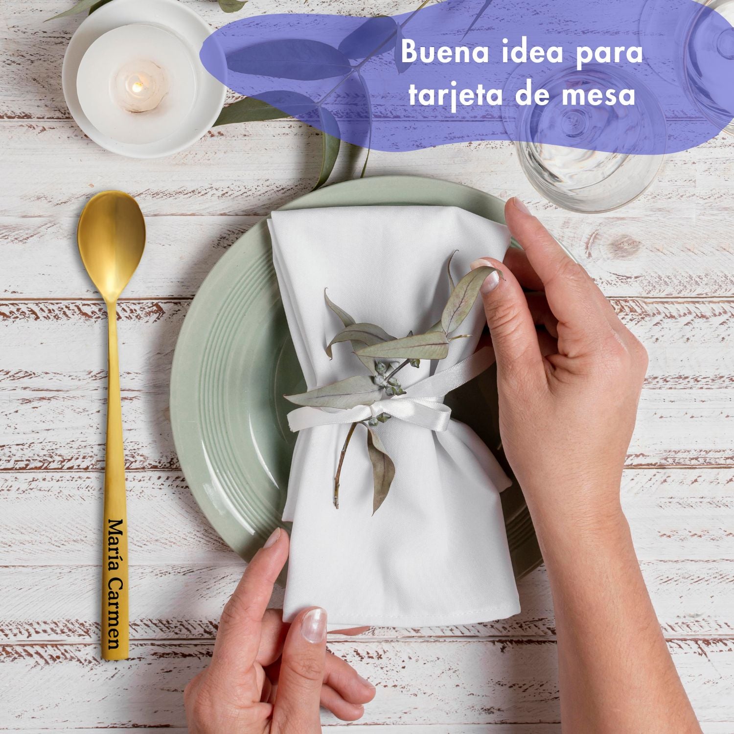 Cuchara dorada personalizada tu nombre