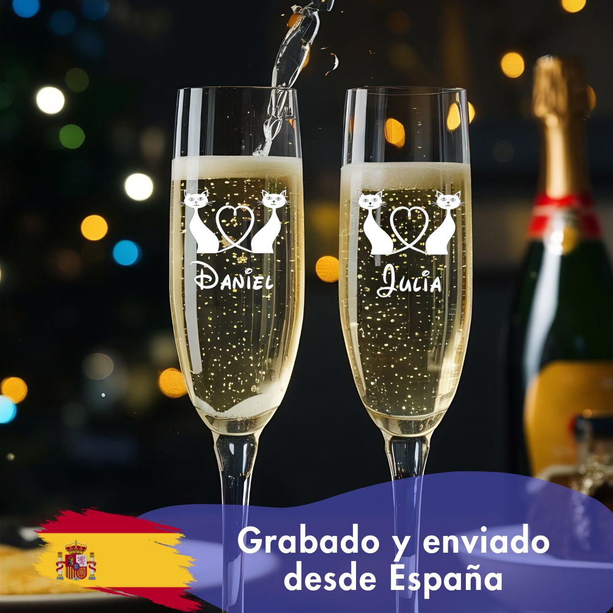 Pack copas cava personalizado tu texto