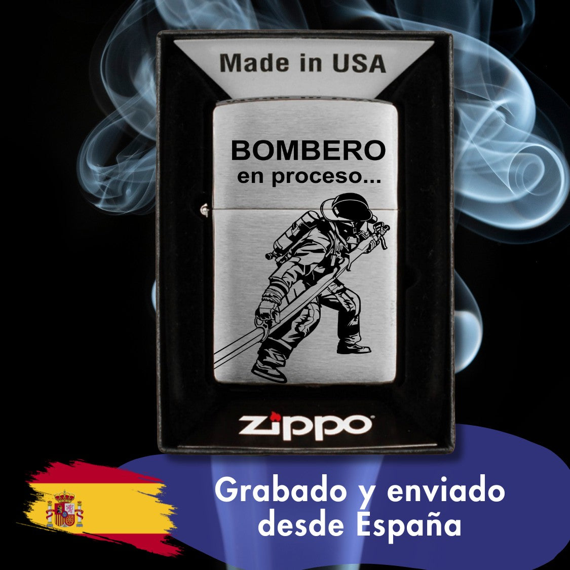Zippo diseño manguera Bombero personalizado