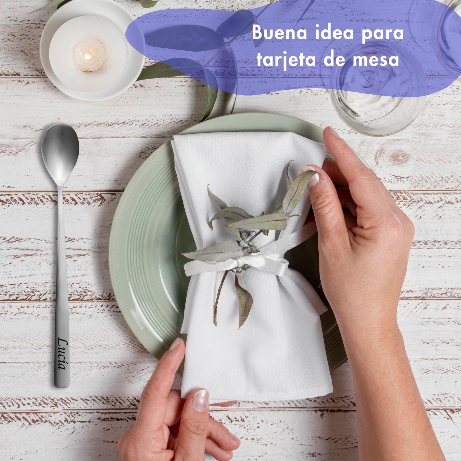 Cuchara helado personalizada, color plata