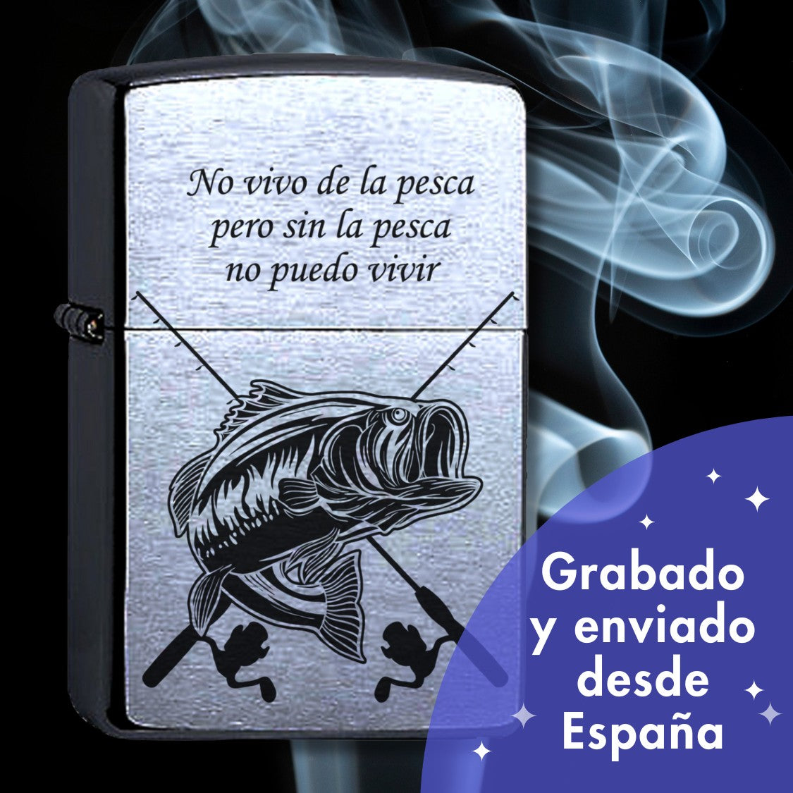 Zippo Pesca personalizado con tu texto