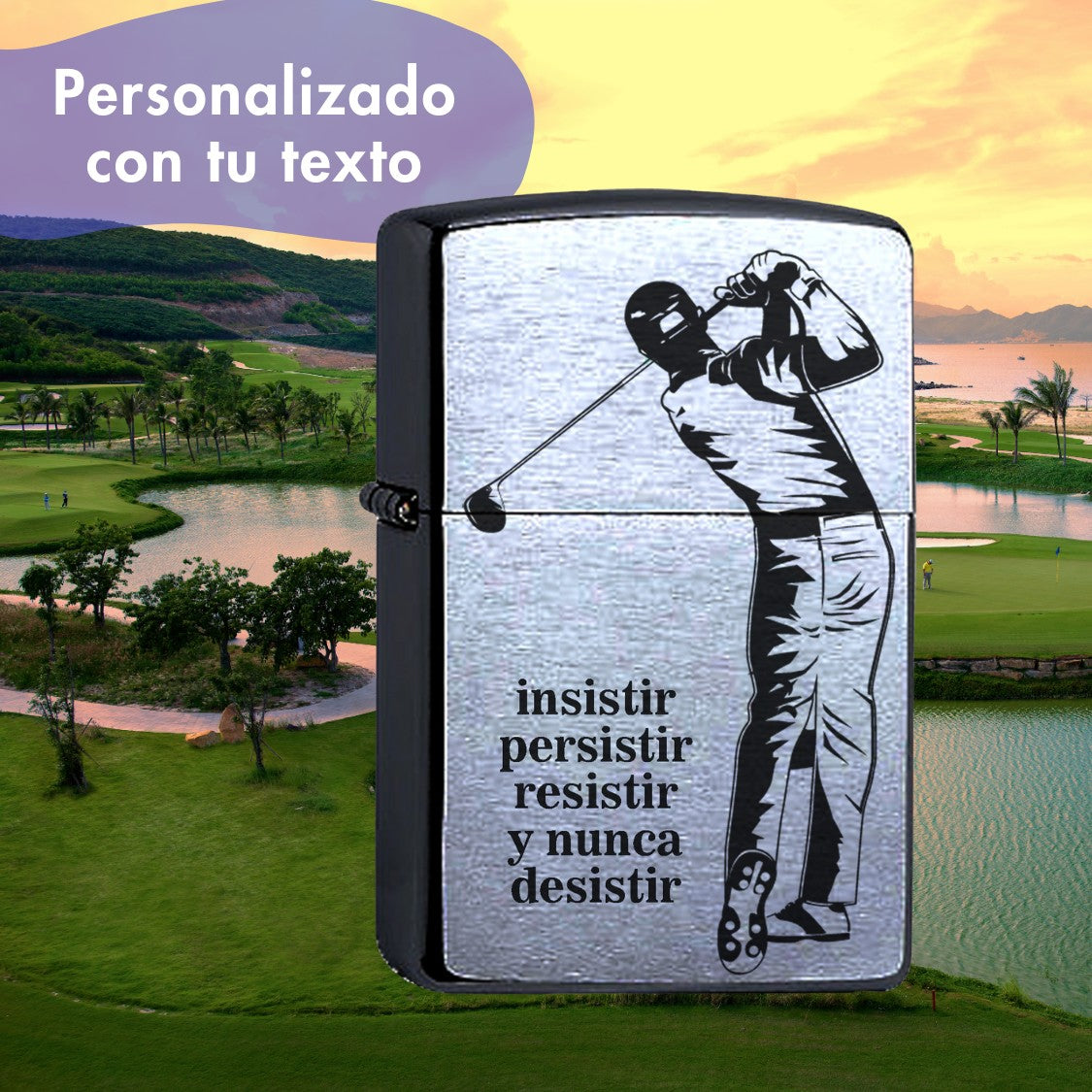 Zippo Golf personalizado tu texto