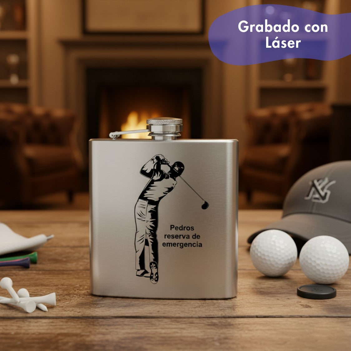 petaca personalizada Golf con tu texto