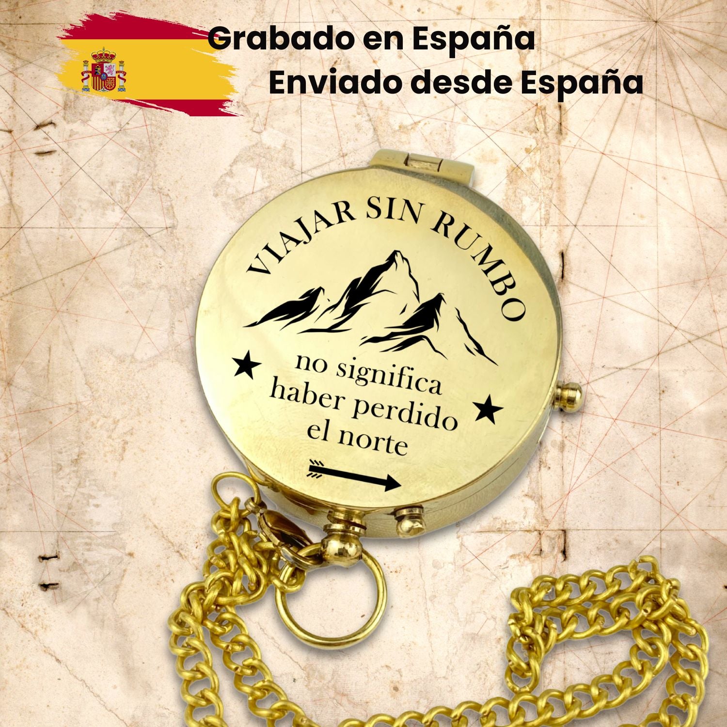 Brújula personalizada rumbo viaje