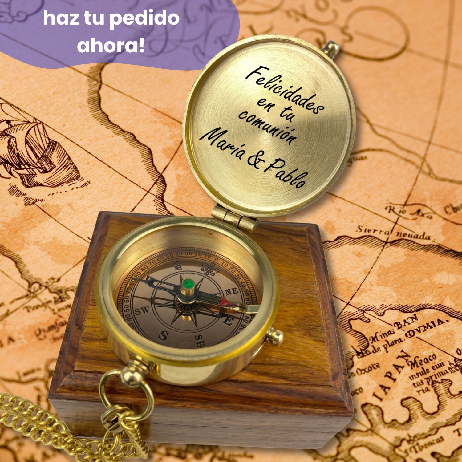 Brújula personalizada cristiano tu texto