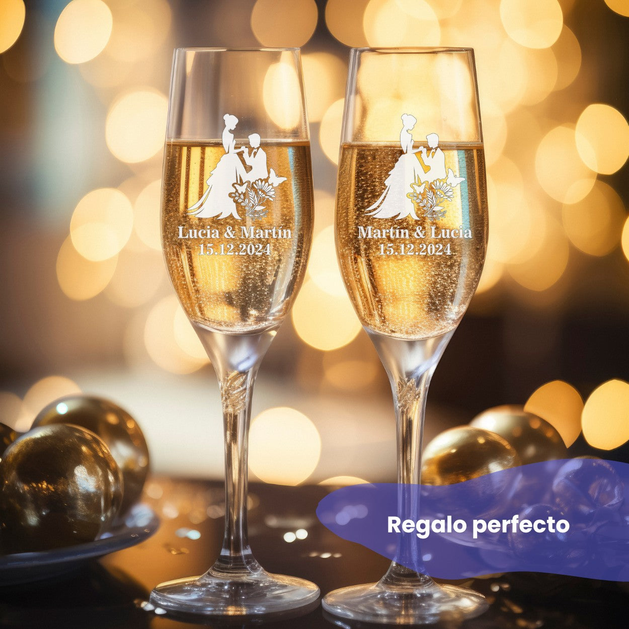 Juego de copas champan personalizadas