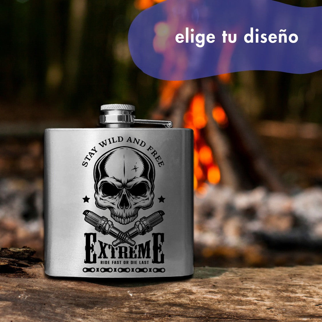 Petaca acero personalizada moto