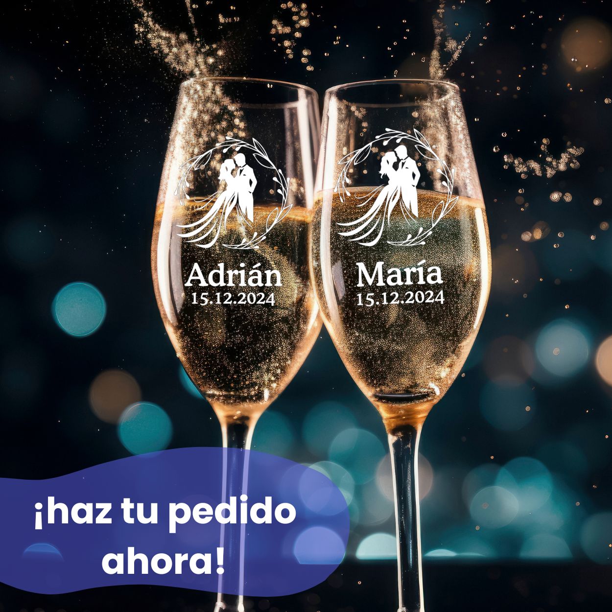 Juego copas cava personalizado