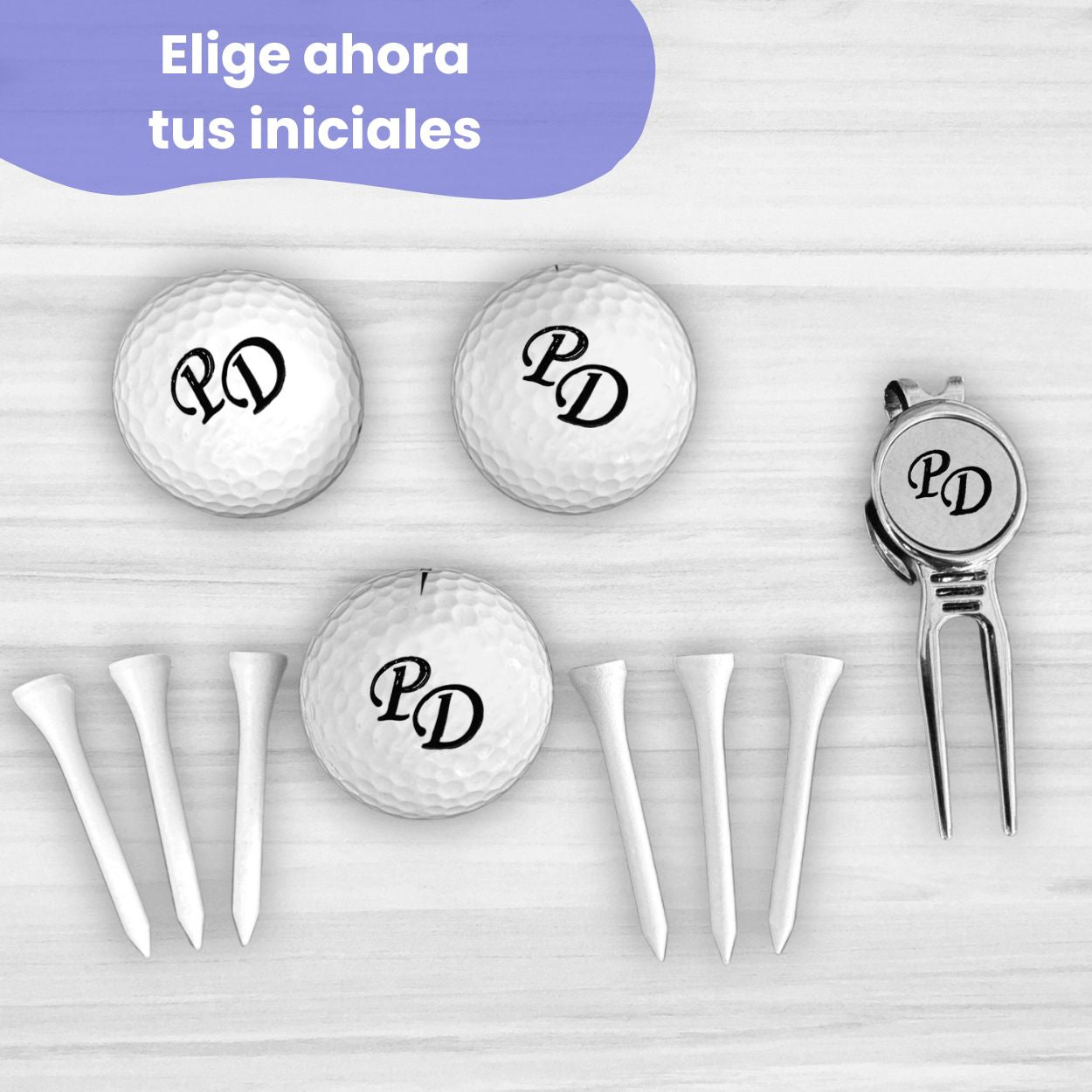 Tees y bolas de golf personalizados