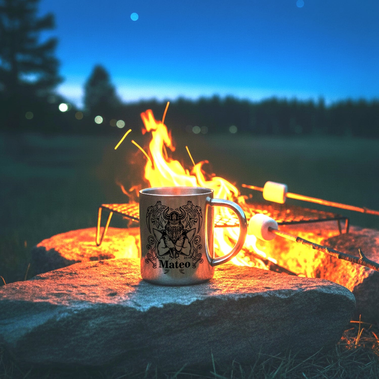 Taza acero inoxidable con grabado vikingo personalizada