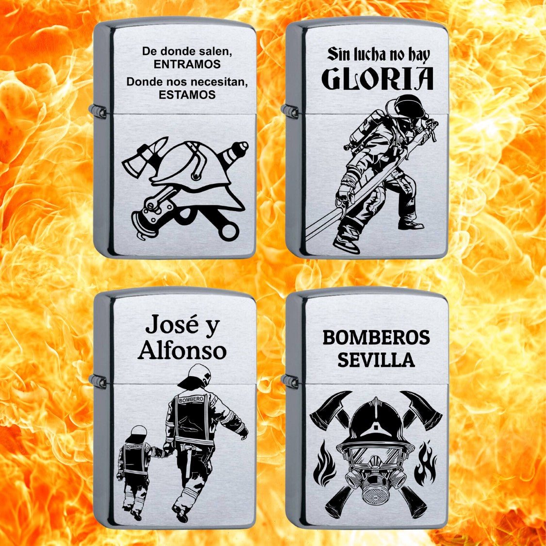 Zippo 4 diseños Bombero personalizado