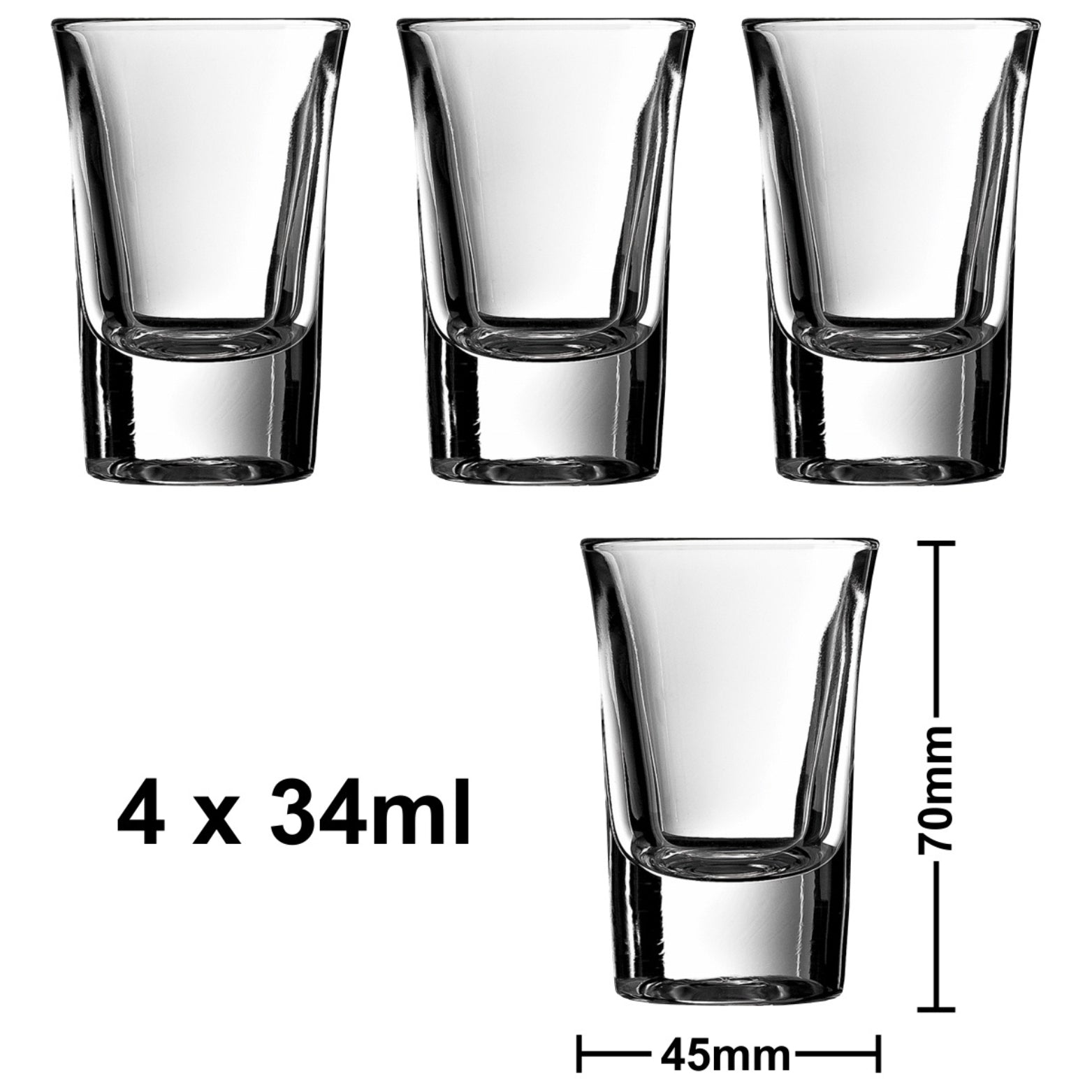 Chupito 4 Vasos medidas