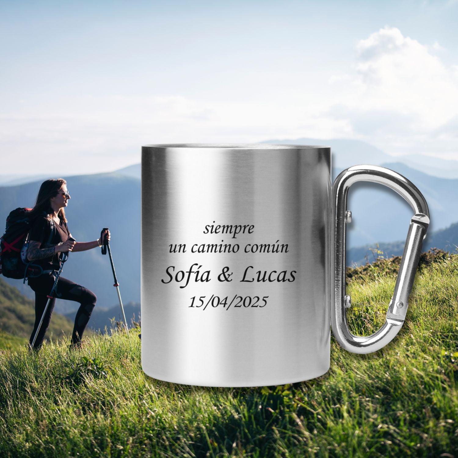 vaso mosqueton personalizado tu texto