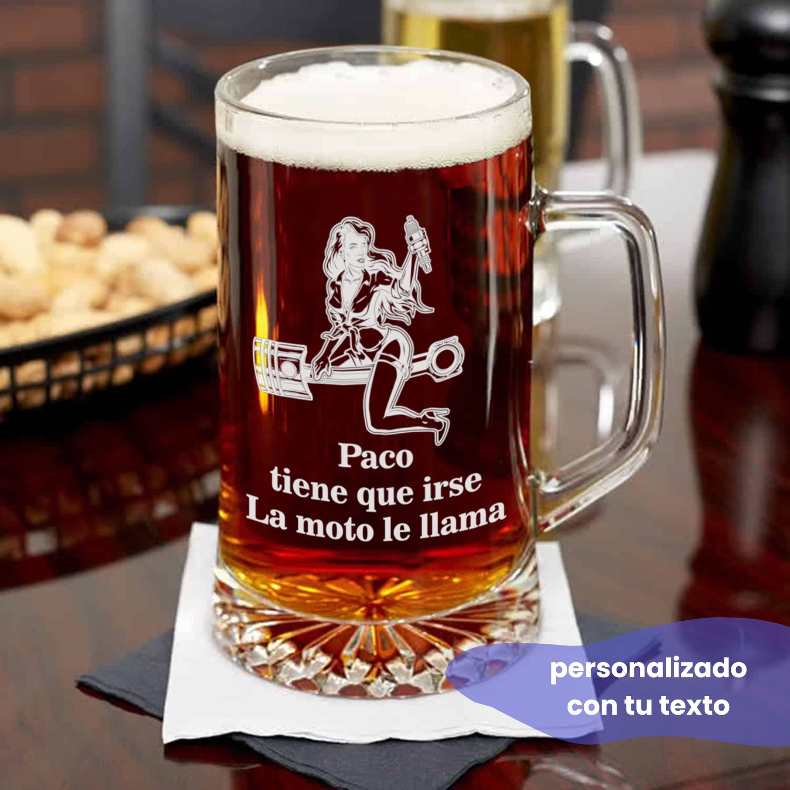 Jarra cerveza personalizada diseño chica