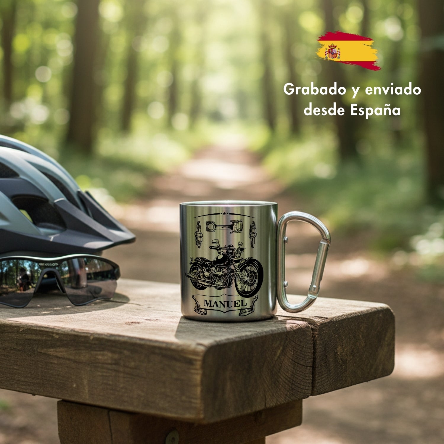 mug acero diseño moto personalizada