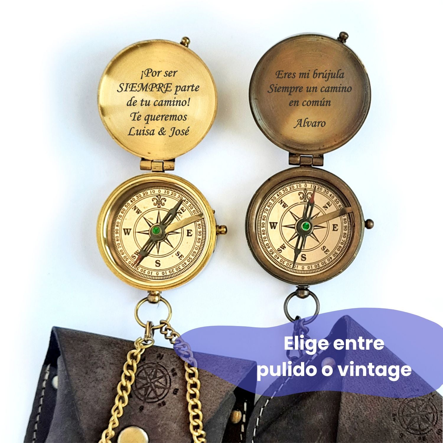 Brújula pulida y personalizada