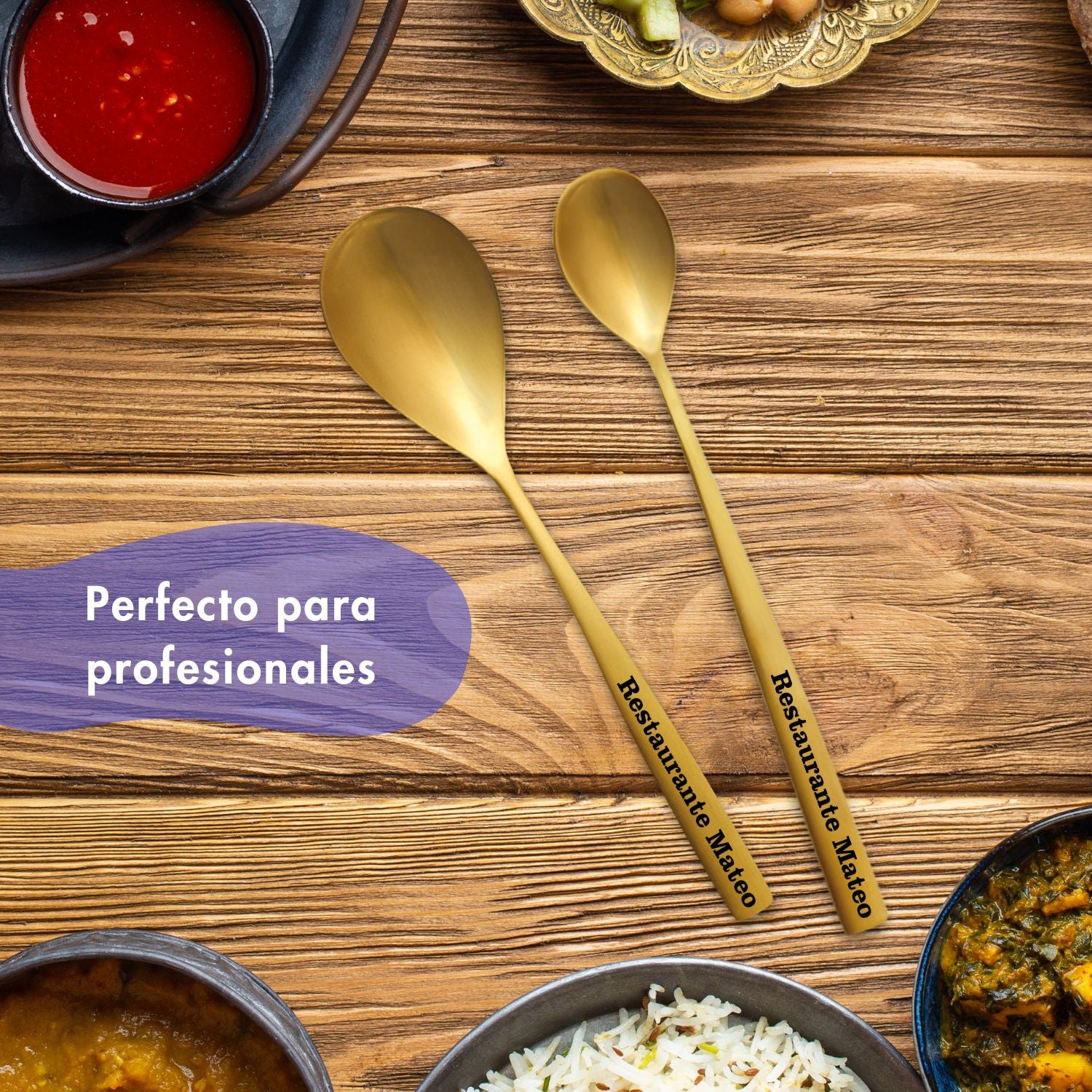 cubertería Comas dorado personalizado