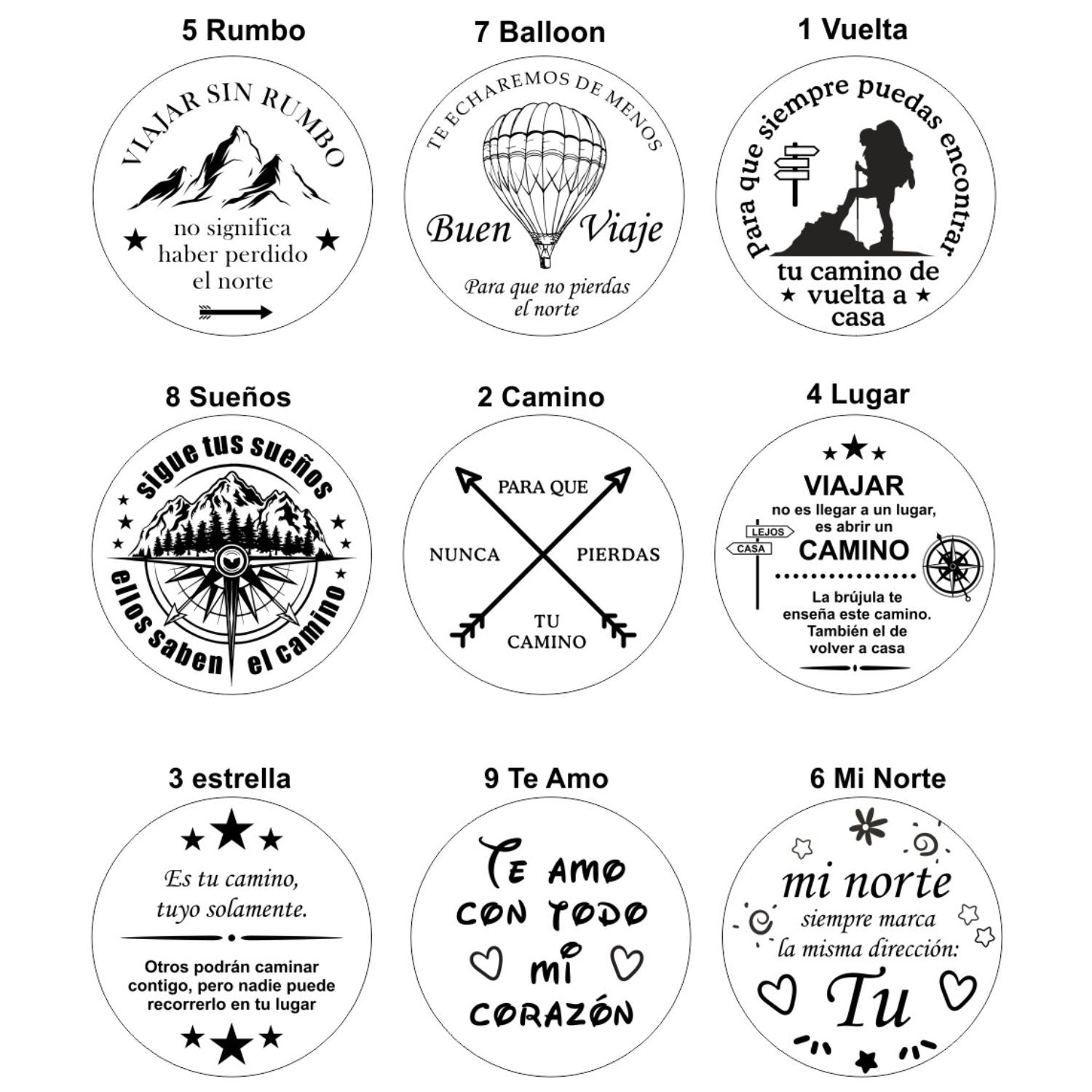 Brújula personalizada 9 diseños