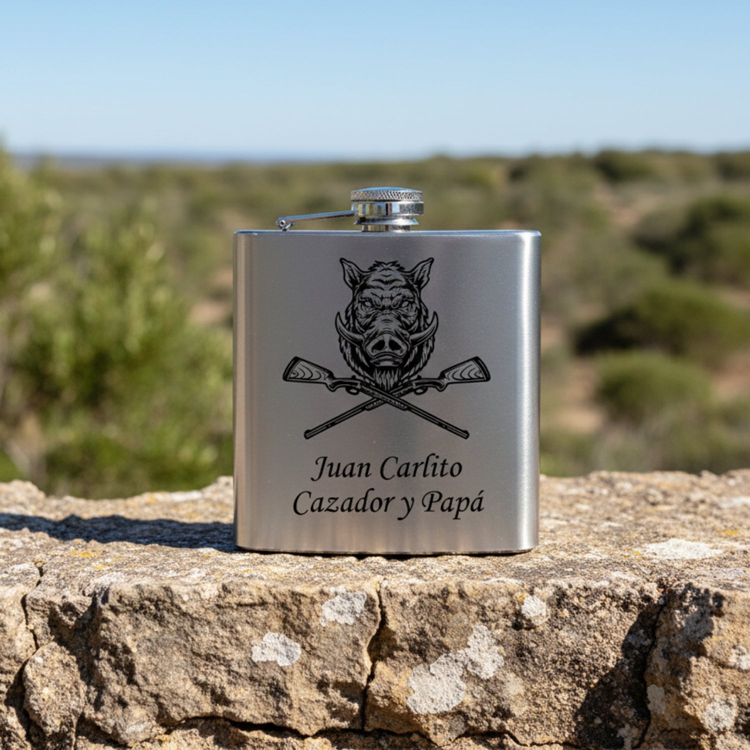 Petaca con tu texto diseño caza