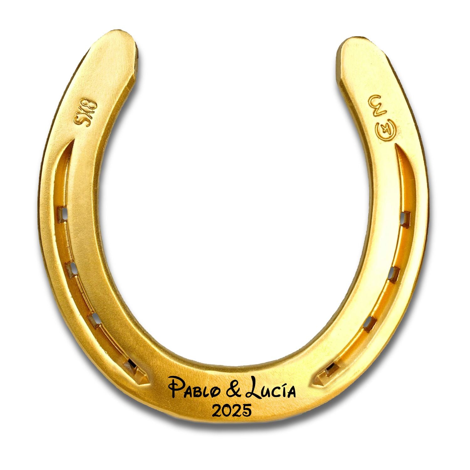 Herradura oro de suerte con tu texto
