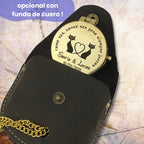 Brujula personalizada con fund de cuero