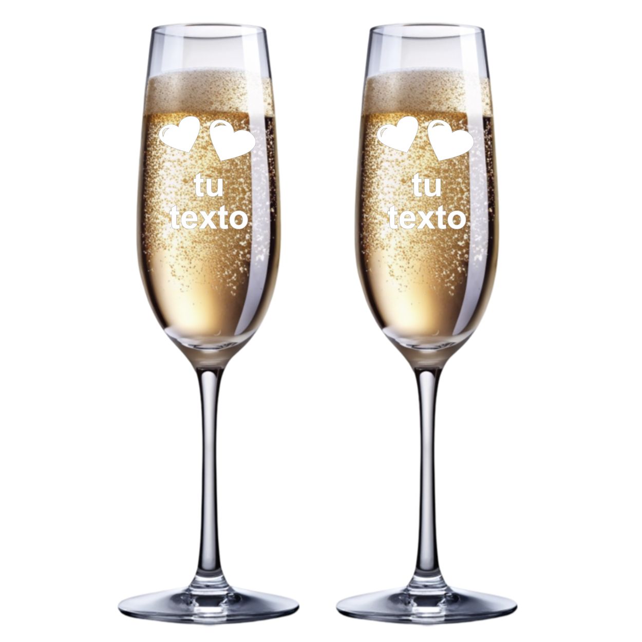 Juego copas cava personalizado tu texto