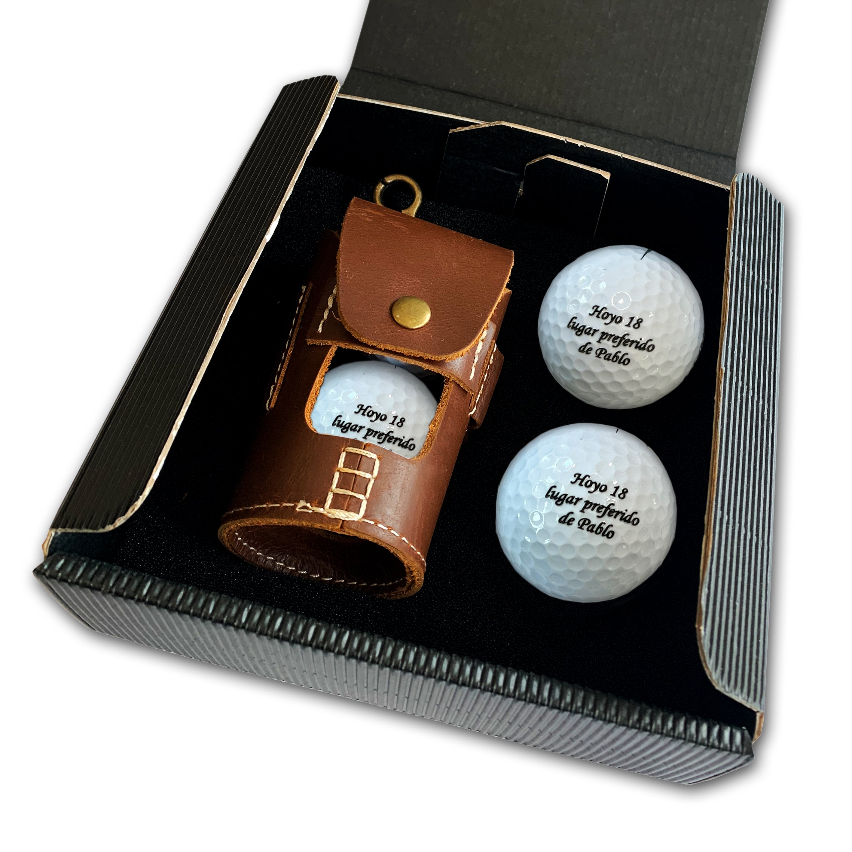 4 Bolas Golf Estuche de Cuero