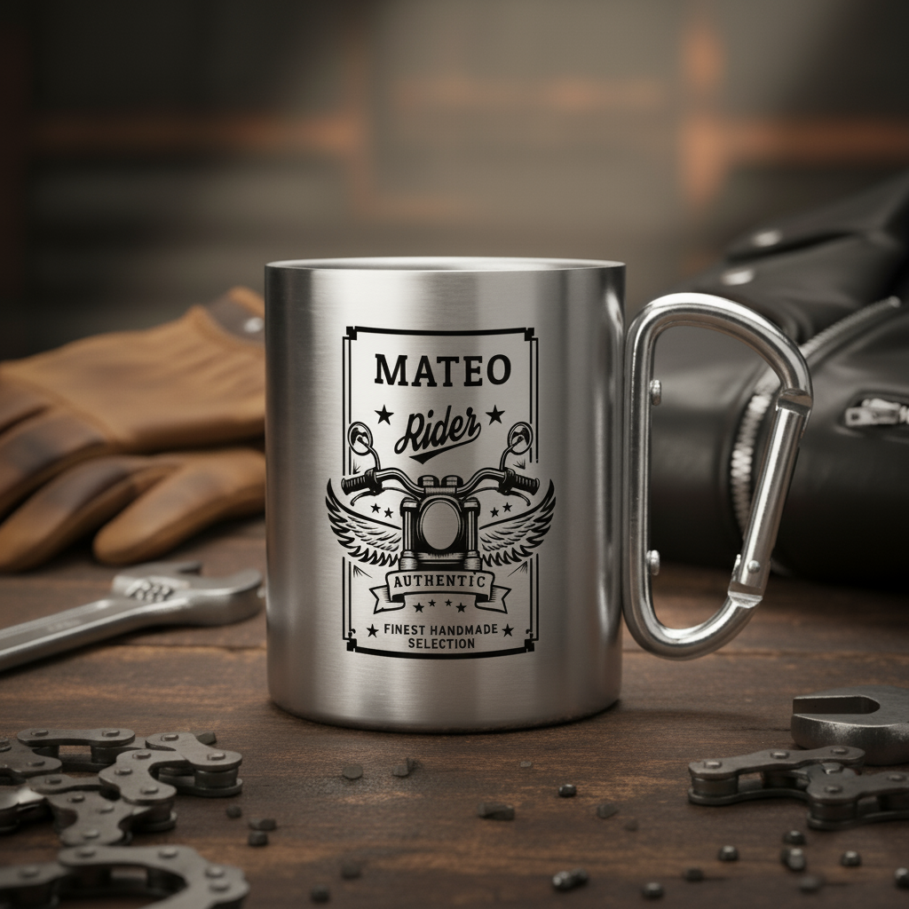 taza acero moto personalizada
