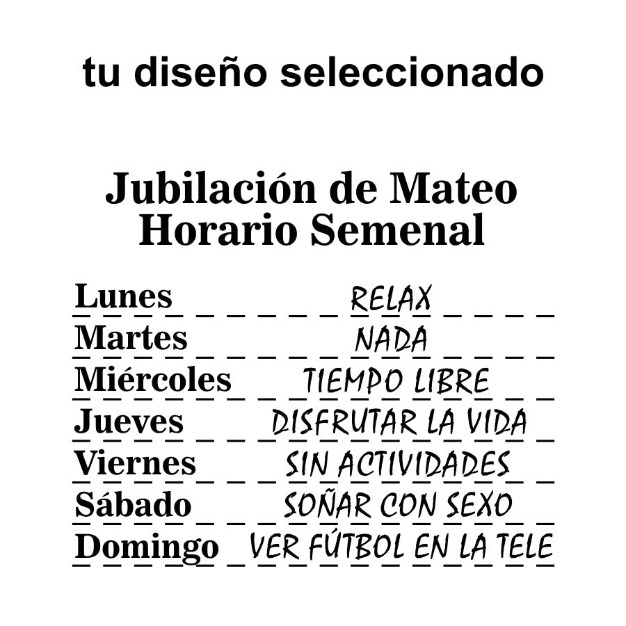 diseño jubilado horario